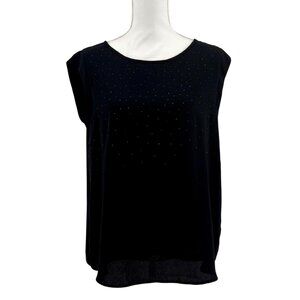 NWT Apt. 9 Womens Black Sleeveless Top With Rhinestone Detail  Size L